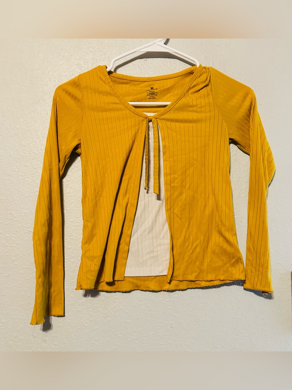 One step up girl kid size medium (10-12) Split-Front Layered Long-Sleeve Top